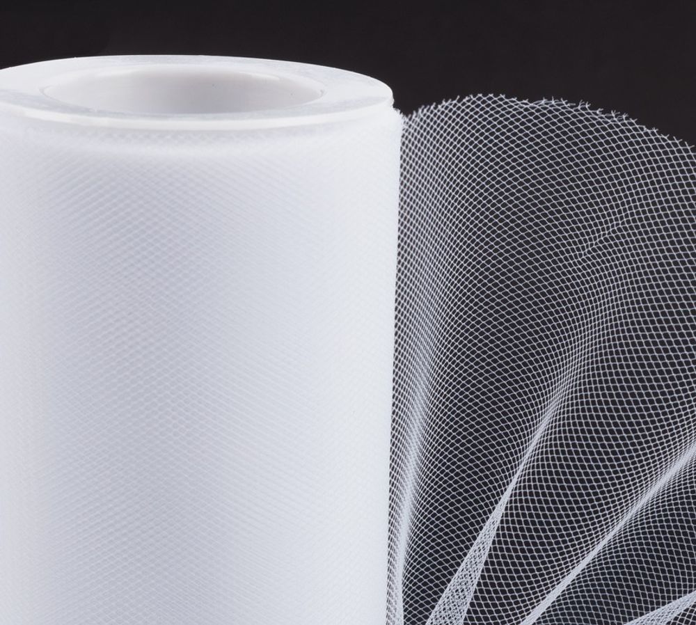 Фатин на шпульке средней жесткости, 100% нейлон, 150 мм, 01 белый, 22,86м, Gamma FTN/R