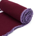 Подвяз средней плотности с полосками (100% полиэстер), 1*1, высота 14см (7см*2), длина 70-73см (8052/8003 бордо с белыми полосками)