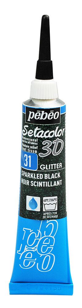 Контур по ткани с микро-глиттером Setacolor 3D 20 мл 557031 черный, Pebeo