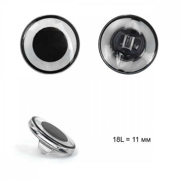 Пуговицы на ножке пластик B304 цв.04 черный/прозрачный 18L на ножке 50 шт