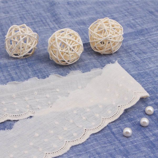 Кружево шитьё 69 мм / 13.72 м, 100% хлопок, неотбеленный