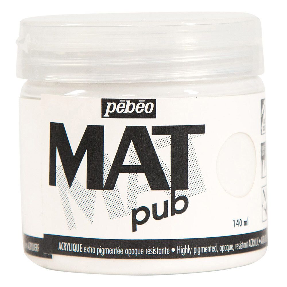 Краска акриловая экстра матовая Mat Pub 1, 140 мл, 256025 белый, Pebeo