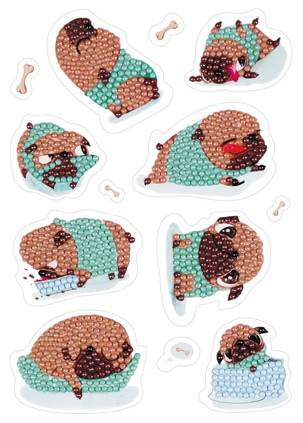 Наклейки декоративные Фрея ALVN-114, Мопсы, 14х19.5 см