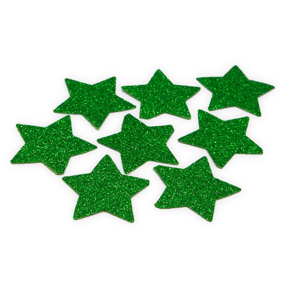 Набор декоративных элементов из ткани Звездочки 35х0,5мм 8 шт (зелёный), 28655
