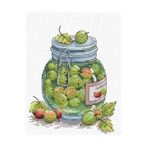 Набор для вышивания нитками МП Студия, Сочный крыжовник 18х14см