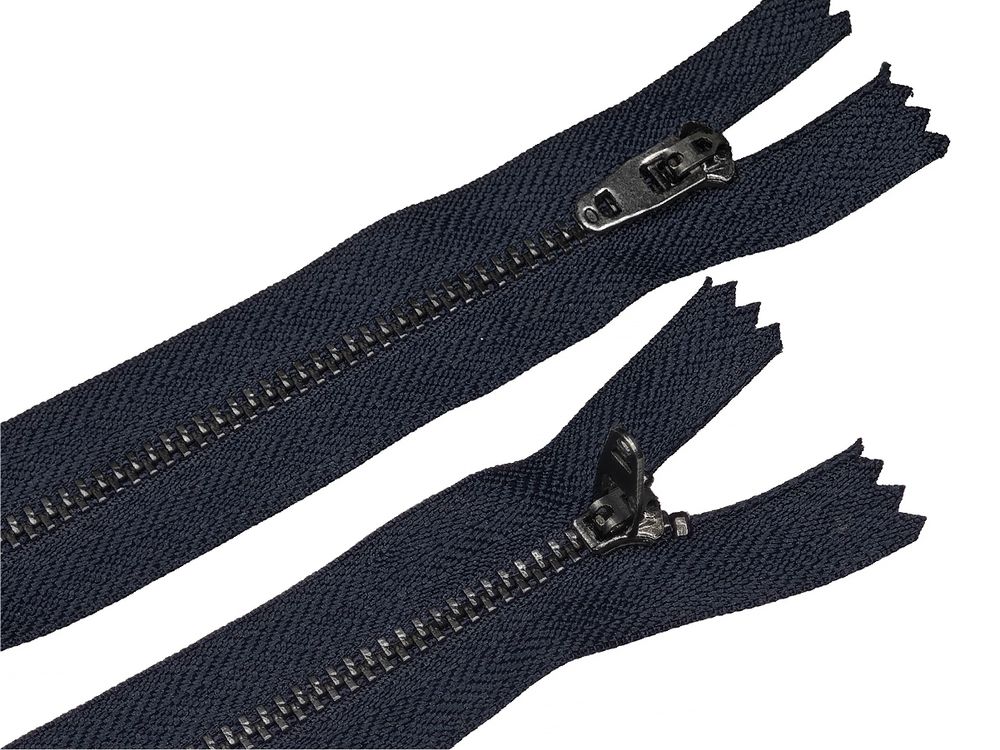 Молния металл (цв.SBS) джинсовая Т3 (3 мм) 1 зам., н/раз., 14 см, S-169 т.синий (звено: т.никель), уп.100 шт