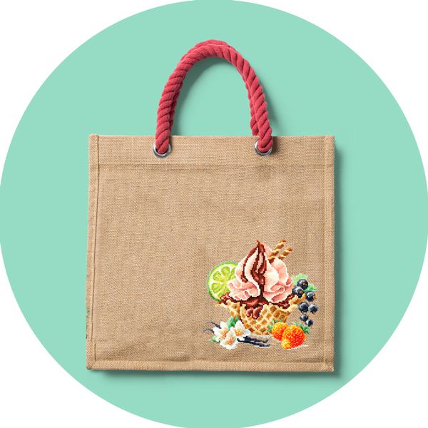 Набор для вышивания нитками Чудесная игла, Ванильное мороженное 17х17 см