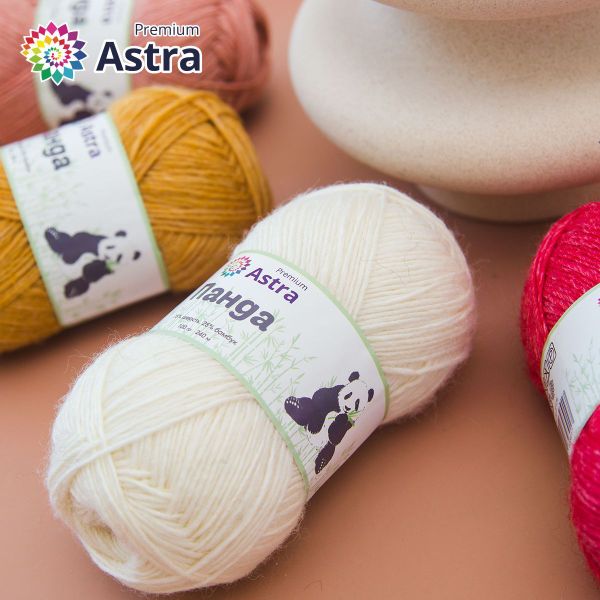 Пряжа Astra Premium (Астра Премиум) Панда (Panda) / уп.2 мот. по 100 г, 240 м, 001 белый