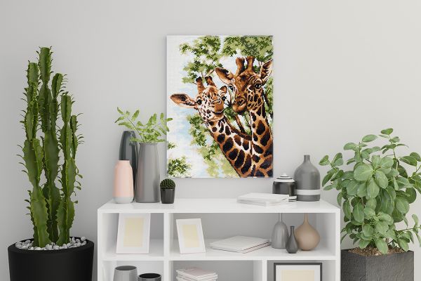 Алмазная (кристальная) мозаика Фрея, на подрамнике Жирафы, 30х40 см