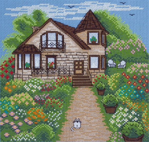 Набор для вышивания нитками Klart, Коттедж, 20х19,5 см