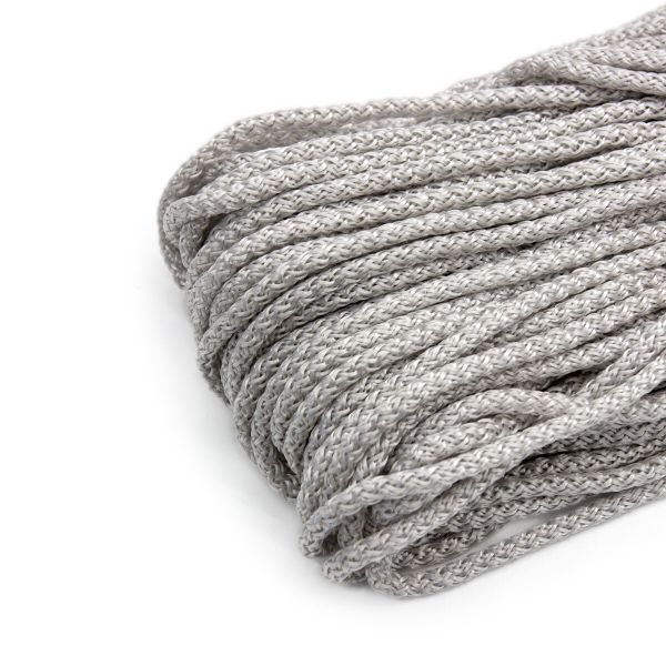 Шнур полипропилен круглый вязаный ⌀6.0 мм / 100 метров, 6-16 серебро, св.серый