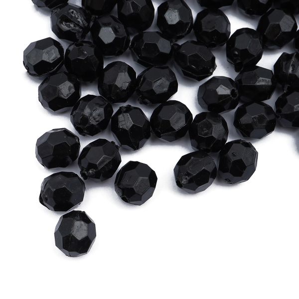 Бусины акрил ⌀10 мм, прозрач. в цвете, граненые круглые, 25 г, Astra&Craft (MG.3241.45 черный)