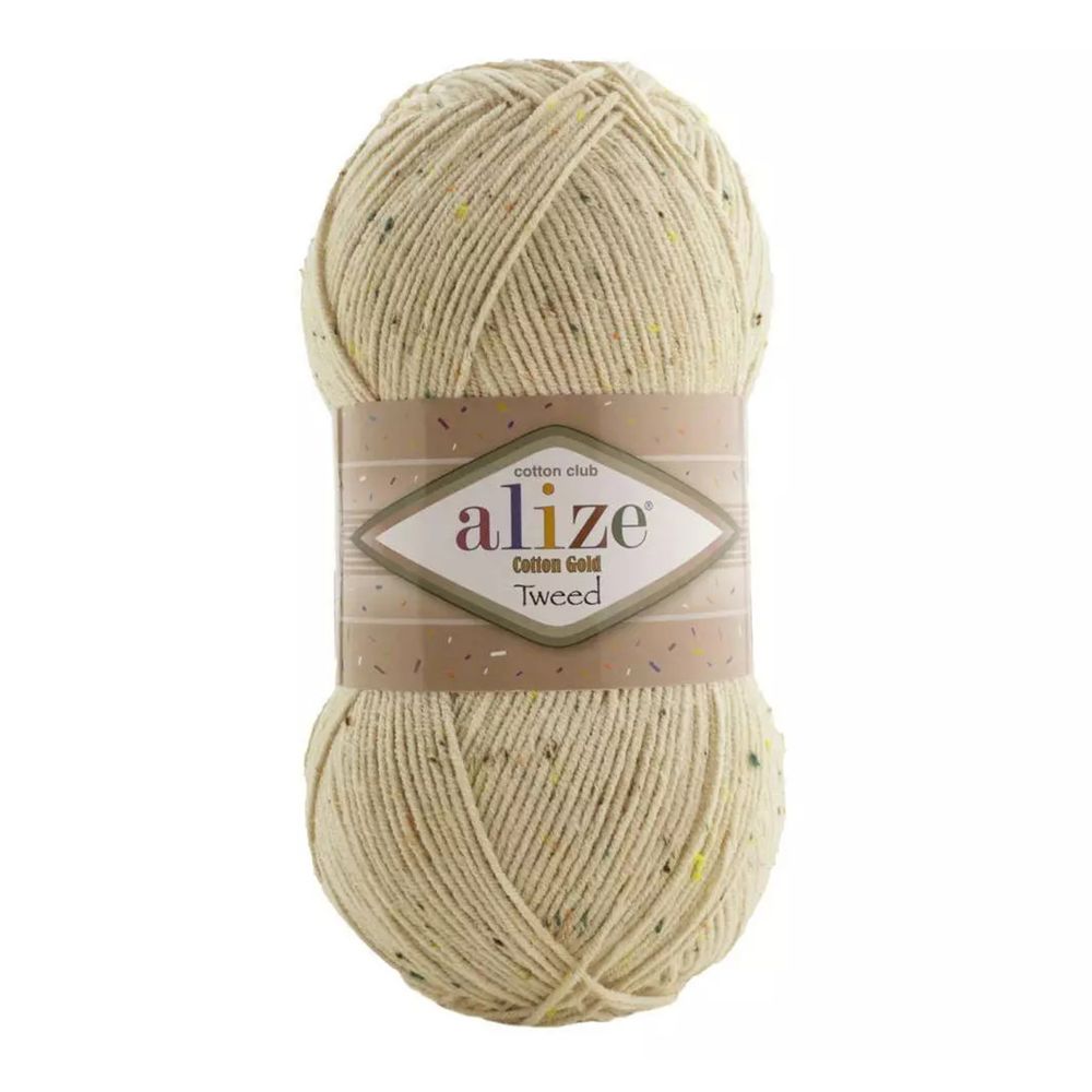 Пряжа Alize (Ализе) Cotton Gold Tweed / уп.5 мот. по 100 г, 330м, 458 светло-бежевый A
