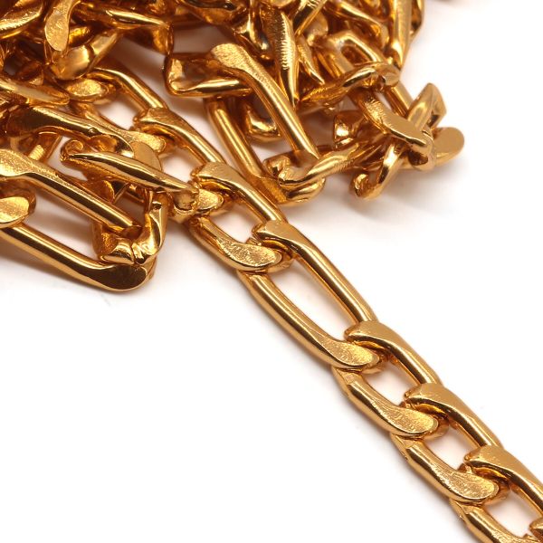 Цепь алюминиевая 13,7 мм, 5,7 мм + 9,1 мм, 5,7 мм, боб(10 м) (золото) K16339