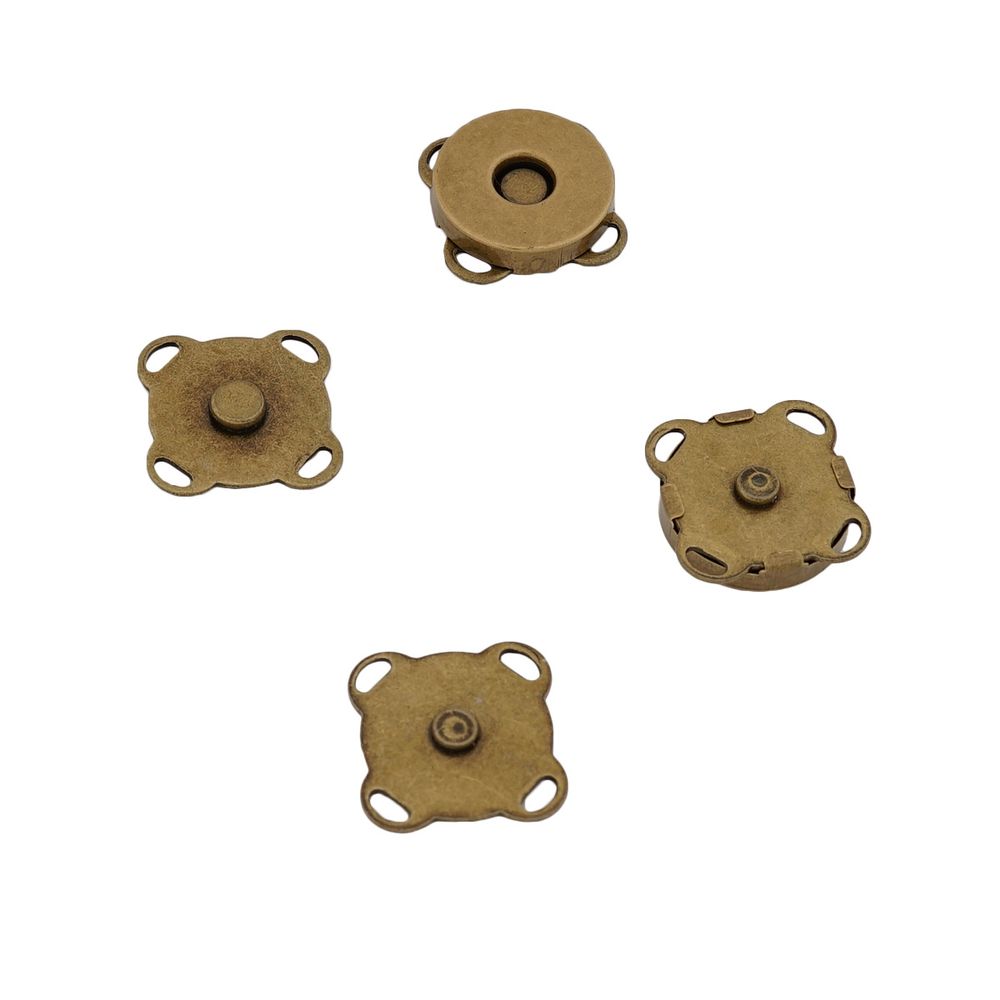 Кнопка магнитная металл пришивная ⌀14.0 мм, латунь, 20 шт