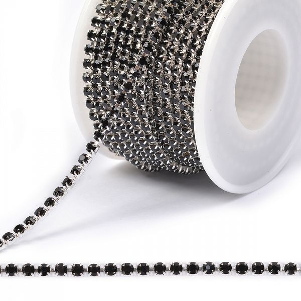 Цепь со стразами 4.0 мм / 9.14 метра, TBY.06.SS11, цв.черный/серебро
