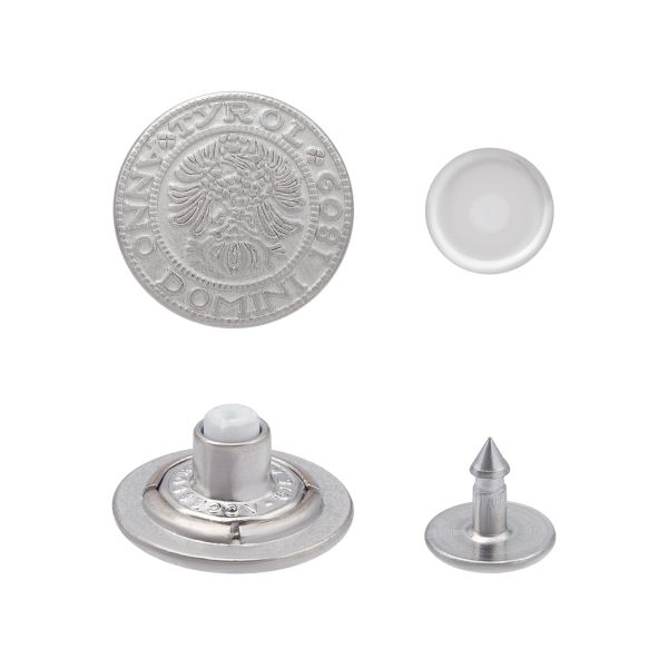 Пуговицы джинсовые ⌀20 мм, фиксированная ножка, Герб, серебро, 20 шт, 64341, BIG