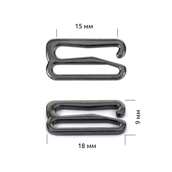 Крючки для купальника металл 15.0 мм, черный никель, 915.SW, 100 шт