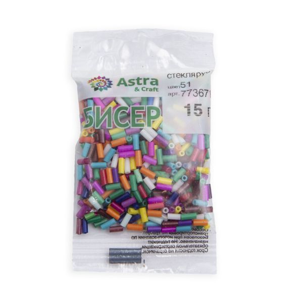 Стеклярус Astra&Craft 5 мм, 150 г (10х15 г), цв. 51 разноцветный
