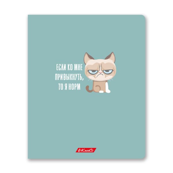 Тетрадь ученическая общая, софт тач, A5+ 96 л. на скобе, белизна 100%, 5 шт, клетка, 000350 Кот-пофигист, Светоч 96ТСК5_12_3_1