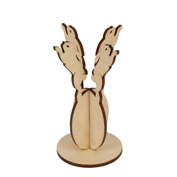 Подставка под яйцо фанера 6х6х12 см, зайчик, Mr.Carving КЛ-03