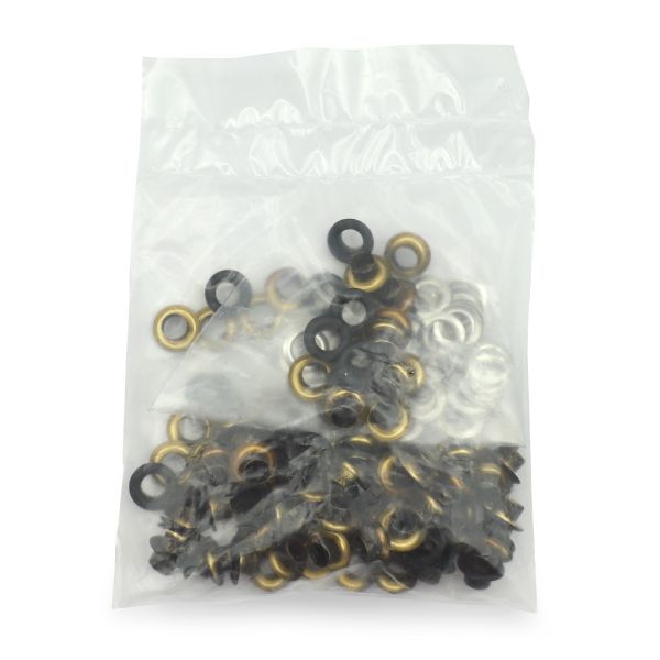 Люверсы металл ⌀_5.0 мм (внутр.), черный матовый, 100 шт, BIG