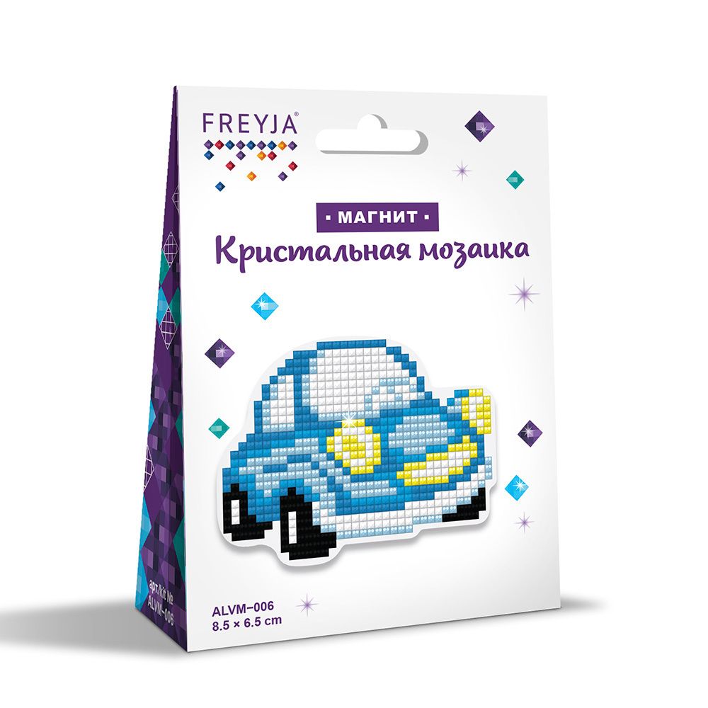 Алмазная (кристальная) мозаика Фрея, магнит Машинка, 8,5х6,5 см