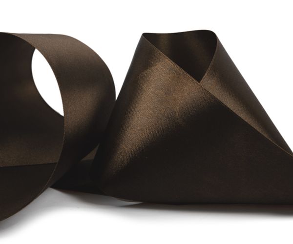 Лента атласная 1-сторонняя 75.0 мм / 33±2 метра, №154 т.коричневый, в термоплёнке, Gamma