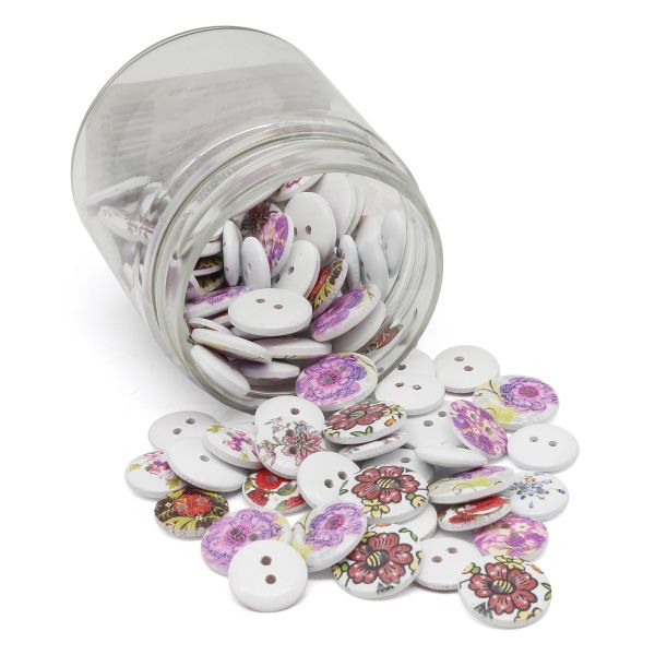 Украшения декоративные пуговицы деревянные Цветы №3, 15-18 мм, 100 шт
