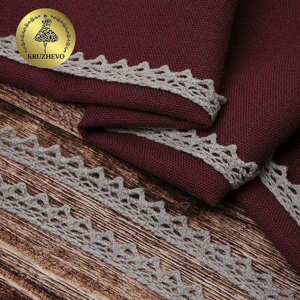 Кружево вязаное (тесьма) 10 мм / 10 метров, диз. 946, цв.22 серый лен, Kruzhevo