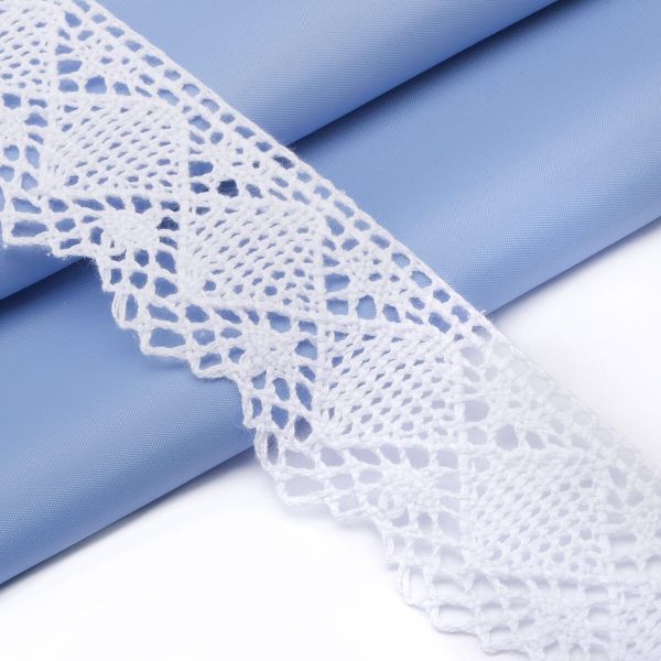 Кружево вязаное (тесьма) хлопковое 42 мм / 25 метров, одностор. (белый)