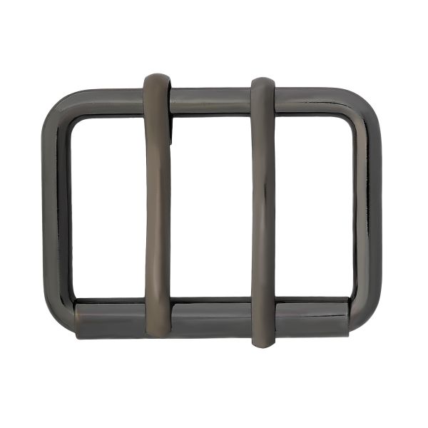 Пряжка прямоугольная 45 мм, с двумя язычками, металл (Pewter олово (черный никель)), МТ_1864, 6 шт