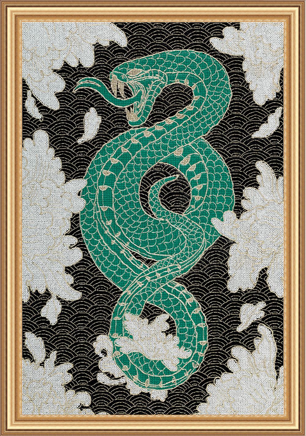Набор для вышивания нитками Panna Золотая серия F-7487, Восточная змея, 28х41.5 см