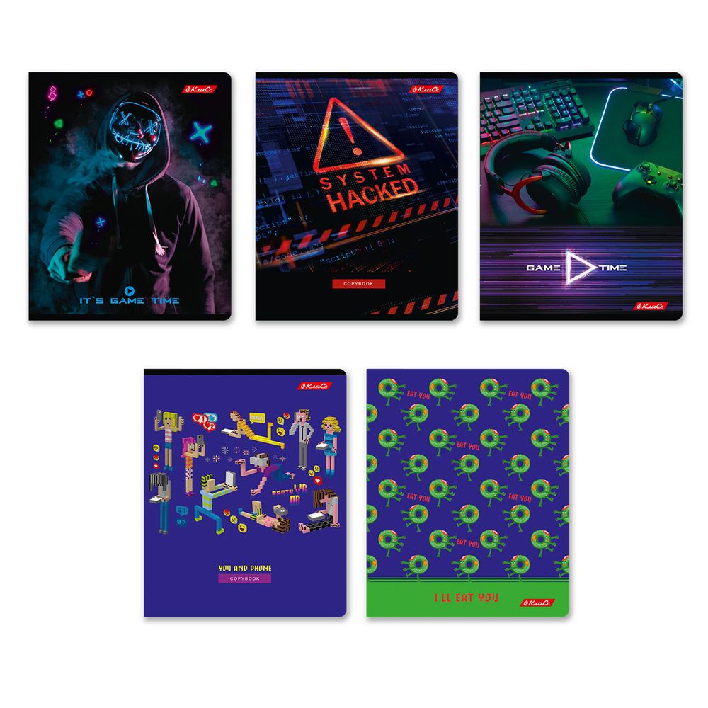 Тетрадь ученическая общая, A5+ 48 л. на скобе 65 г/м², белизна 100%, 10 шт, клетка в термоусадочной пленке, 000732 Виртуальная реальность, Светоч 48ТЕТк-001