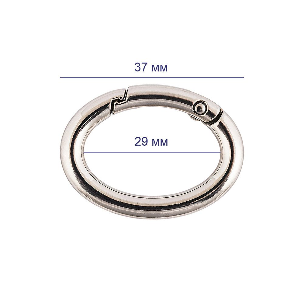 Карабин металл кольцо овал 29.0 мм (37 мм), 10 шт, 02 черн.никель, Gamma GH-329