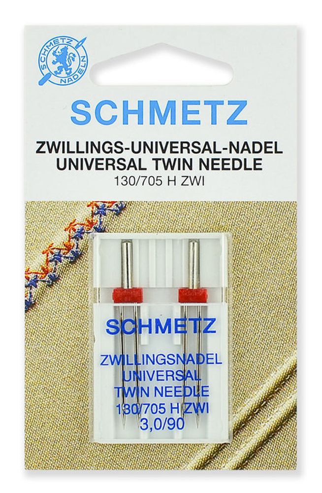 Иглы для швейных машин стандартные двойные Schmetz №90/3.0, 2шт, 70:30.2.DDS, 10 блист.