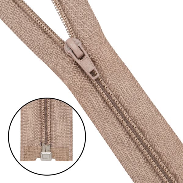 Молния спираль (витая) Т5 (5 мм) 1 зам., разъем., 45 см, 128 бежевый, 10 шт