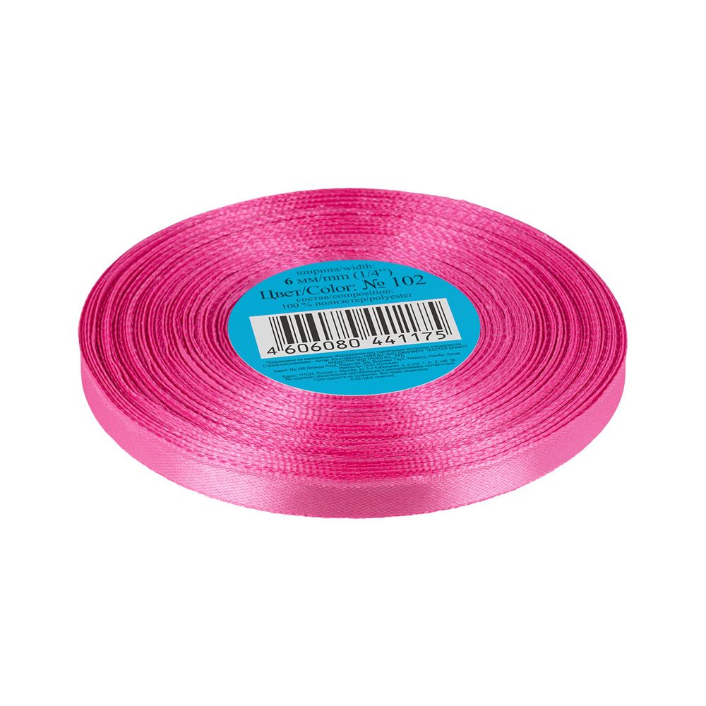 Лента атласная 1-сторонняя 6.0 мм / 33±2 метра, 102 св-лиловый, Gamma