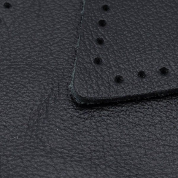 Заплатки пришивные из кожи, ромб 6х8,4см с перфорацией, 2 шт, 100% кожа, 01 черный, 9115