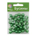 Бусины пластик (жемчуг) ⌀10 мм, 25 г, Astra&Craft, 038 NL зеленый