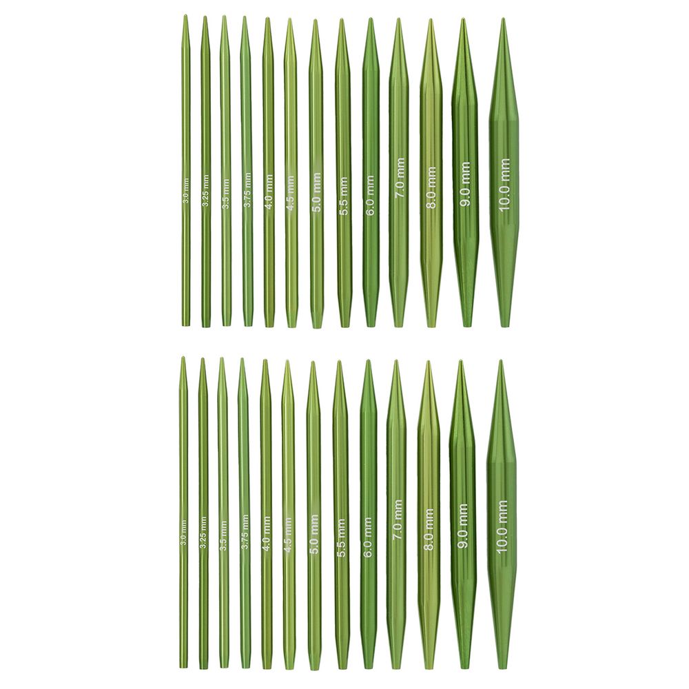 Набор съемных спиц для вязания 10см, 13 размеров (3мм-10мм), цв. зеленый, алюминий