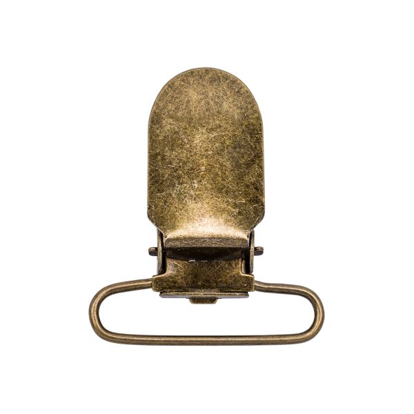 Клипса для подтяжек гладкая 30.0 мм, металл, уп.20 шт, New Star, антик