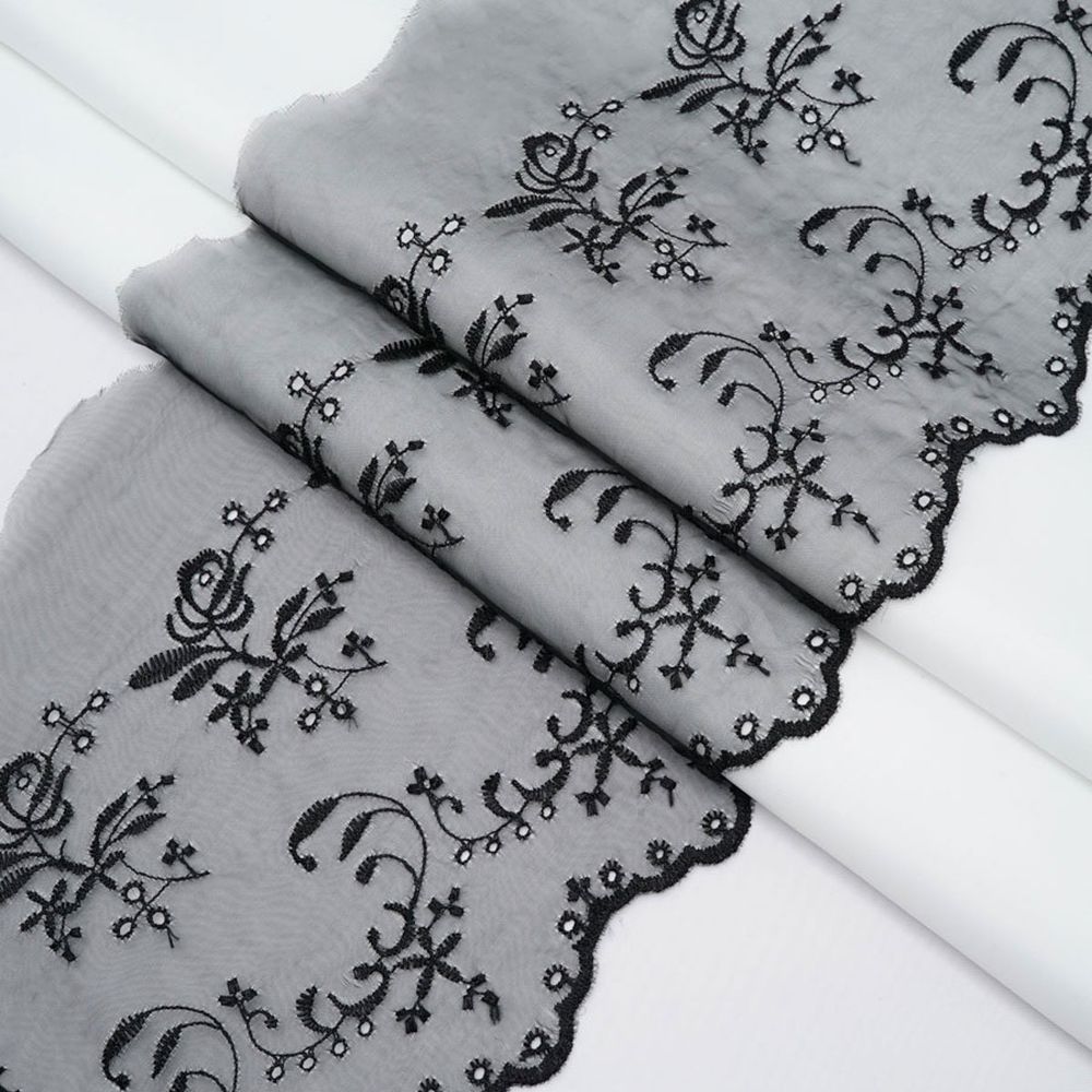 Кружево капроновое широкое 167 мм / 13.71 м, 0574-6002, цв.черный