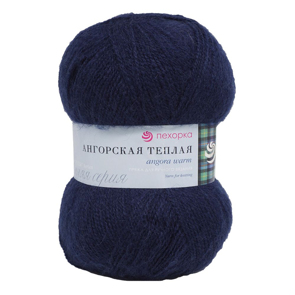 Пряжа Пехорка Ангорская теплая / уп.5 мот. по 100 г, 480 м, 04 темно-синий