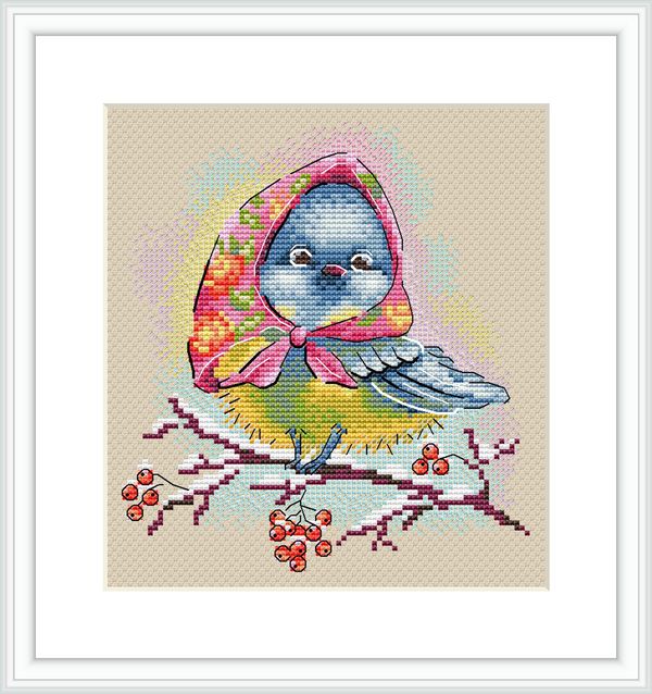 Набор для вышивания нитками МП Студия (Жар-птица), Нарядная синичка, 15х16 см