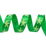 Лента атласная с рисунком 25.0 мм / 22.5±1 метров, Морская звезда, зеленый, Globus