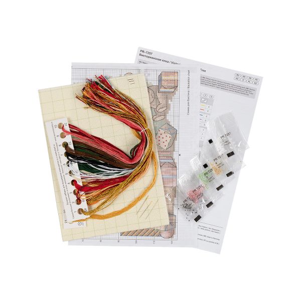 Набор для вышивания нитками Panna, Золотая серия, Викторианская елка, 20х25 см