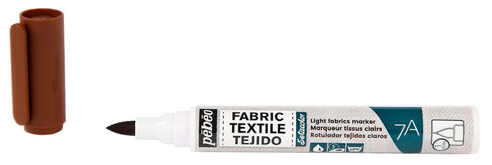 Маркер для светлых тканей 7A Light fabric 1 мм, перо круглое, 6 шт, 803412 Коричневый, Pebeo