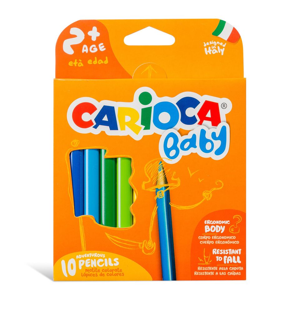 Карандаш цветной утолщенный пластиковый Carioca Baby 2+ трехгранный 10 цв. 42819