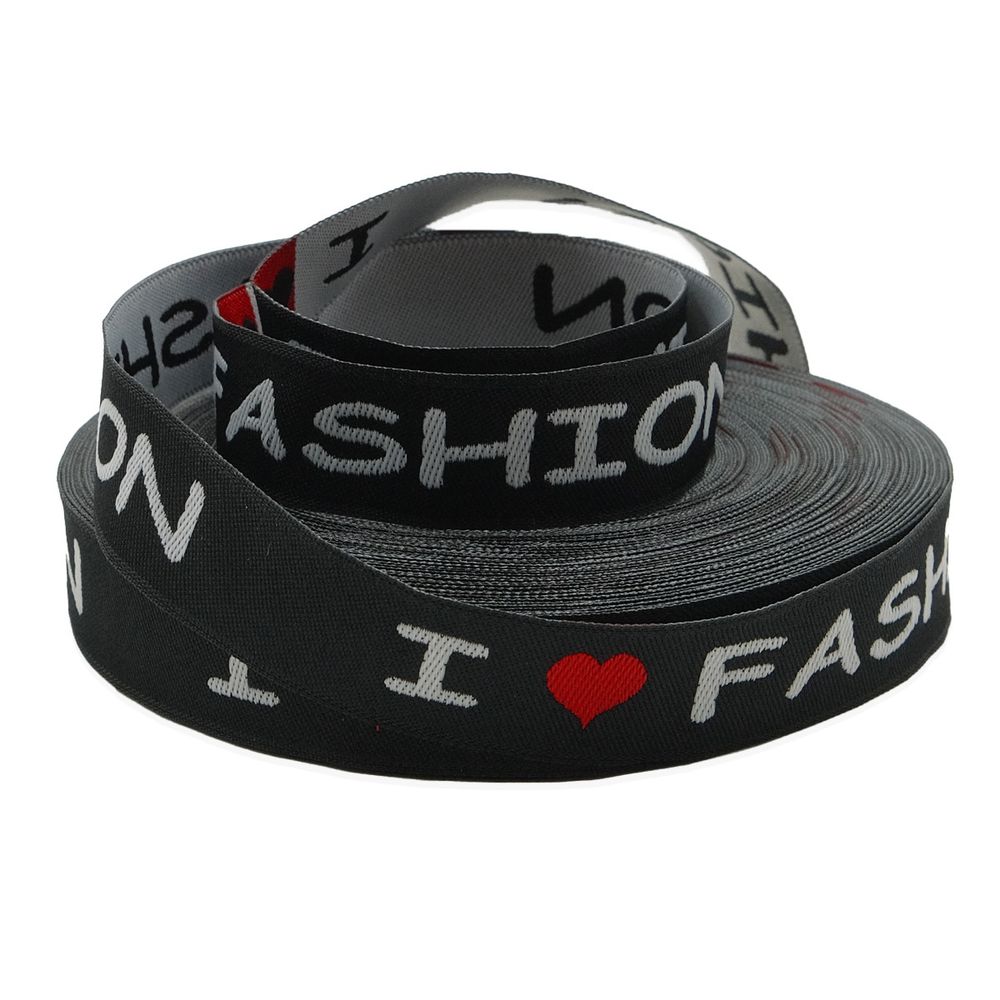 Тесьма лампасная 20 мм / 25 метров, с надписью LOVE FASHION